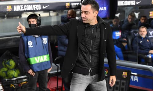 Barcelona coach Xavi during a LaLiga Santander match.