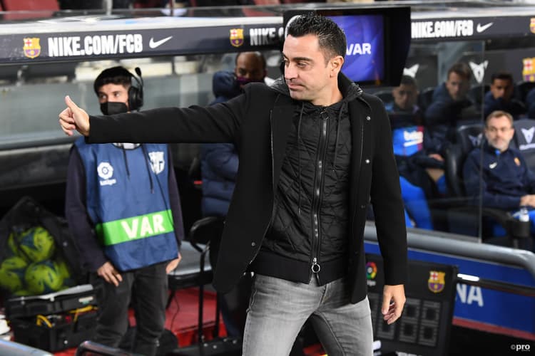 Barcelona coach Xavi during a LaLiga Santander match.