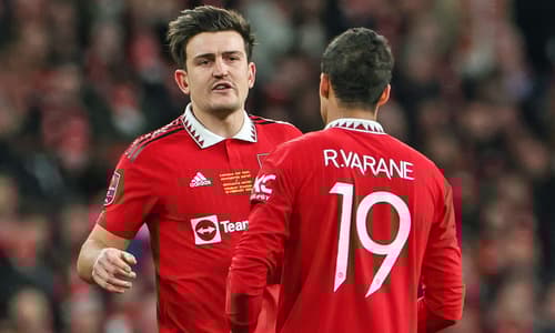 Harry Maguire at Raphael Varane at Man Utd.