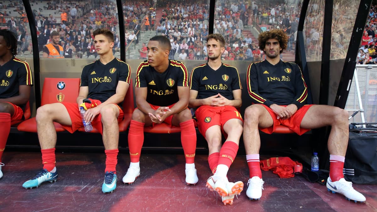 Leander DENDONCKER, Youri TIELEMANS, Adnan JANUZAJ and Marouane FELLAINI