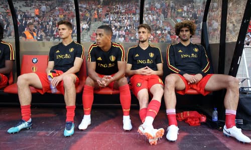Leander DENDONCKER, Youri TIELEMANS, Adnan JANUZAJ and Marouane FELLAINI