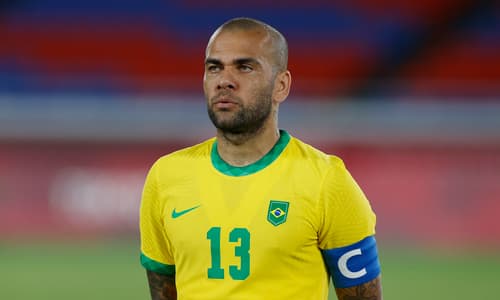 Dani Alves playing for Brazil at 2020 Olympics