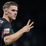 Sporting CP's Viktor Gyokeres celebrates completing his Champions League hat-trick against Manchester City