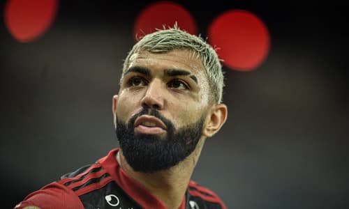 Gabriel Barbosa, or Gabigol, playing for Flamengo against Bahia in the 2021 Brazilian Championship at the Maracana Stadium.