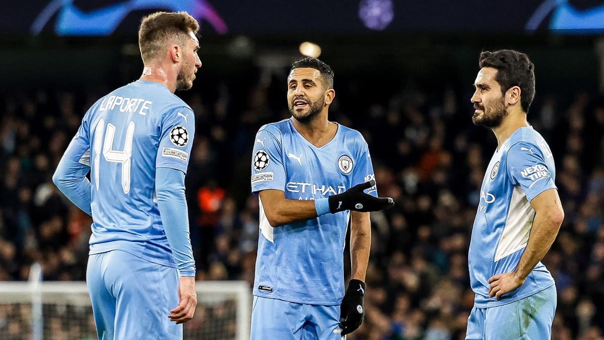 Man City trio Aymeric Laporte, Riyadh Mahrez and Ilkay Gundogan.