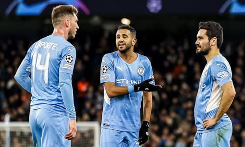 Man City trio Aymeric Laporte, Riyadh Mahrez and Ilkay Gundogan.