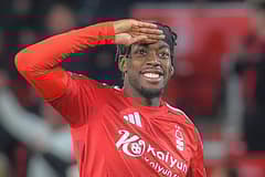 Anthony Elanga celebrates scoring against Man Utd for Nottingham Forest in the Premier League, 2024/25