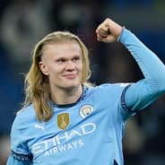 Erling Haaland celebrates Man City's victory over Chelsea