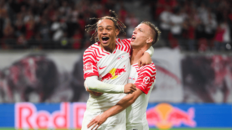 Dani Olmo (right) and fellow Barca target Xavi Simons