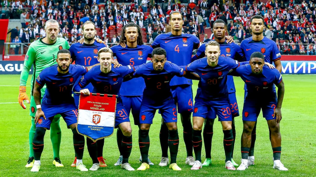 Het Nederlands elftal vlak voor de Nations League-wedstrijd tegen Polen