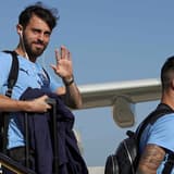 Man City teammates Bernardo Silva and Joao Cancelo.