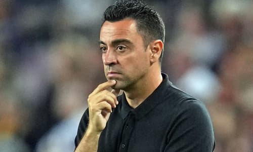 Xavi on the Barcelona touchline.