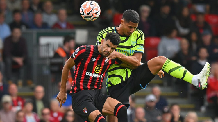 Dominic Solanke and Arsenal's William Saliba