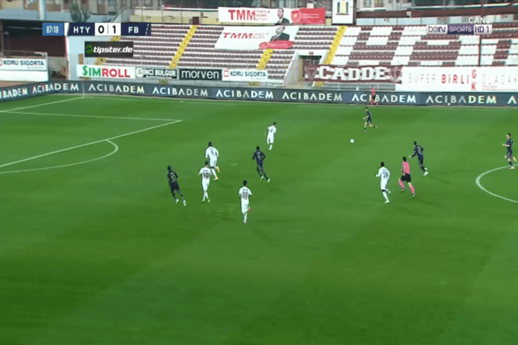 Using the ball quickly, he sends it right