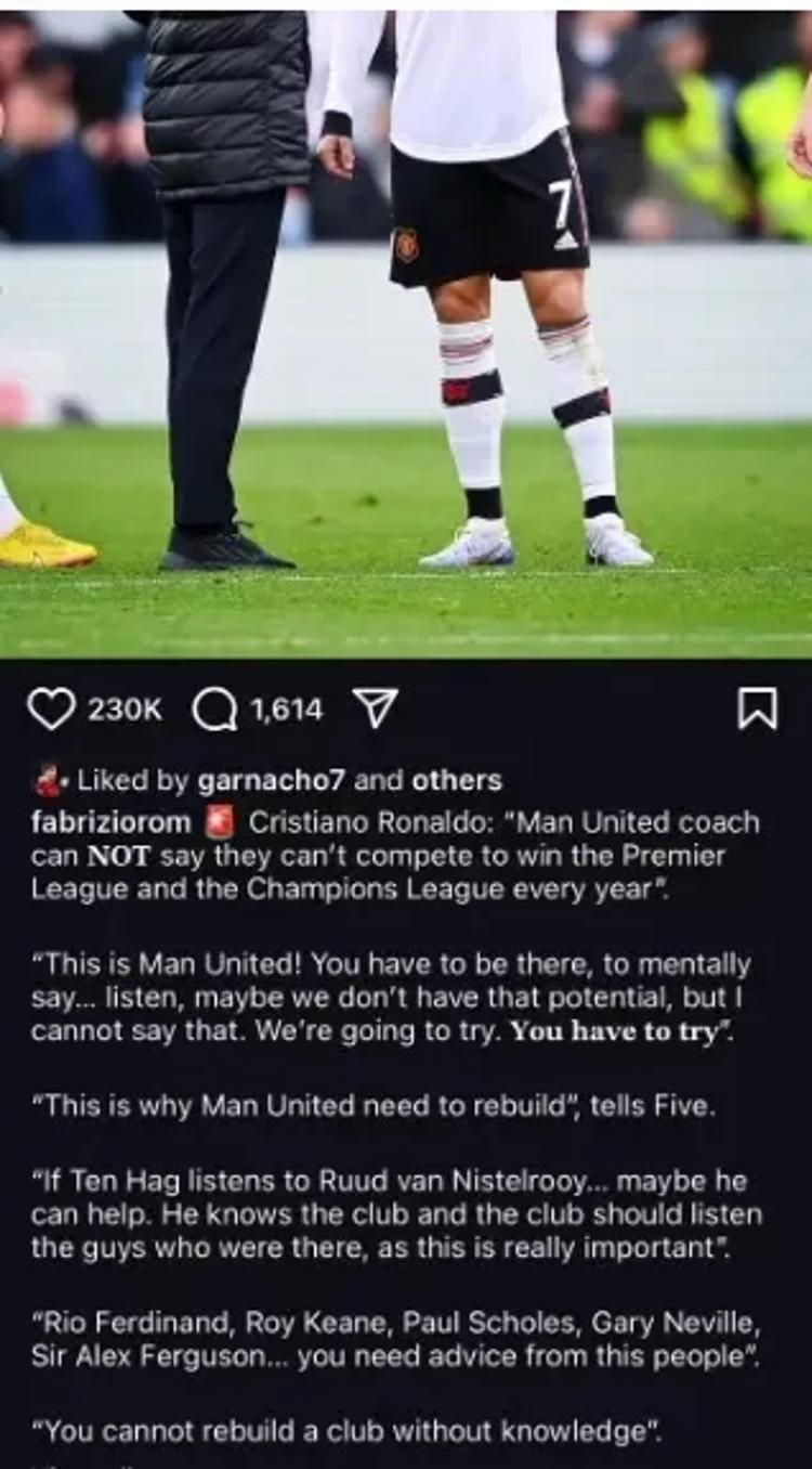 Garnacho 'liked' Ronaldo comments