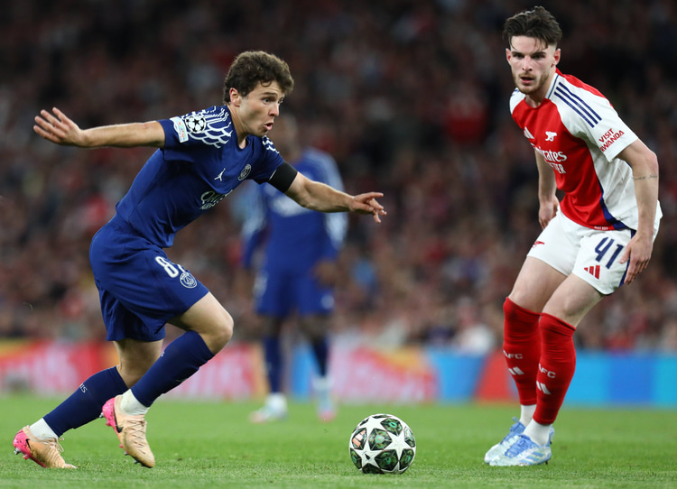 Joao Neves in action against Arsenal