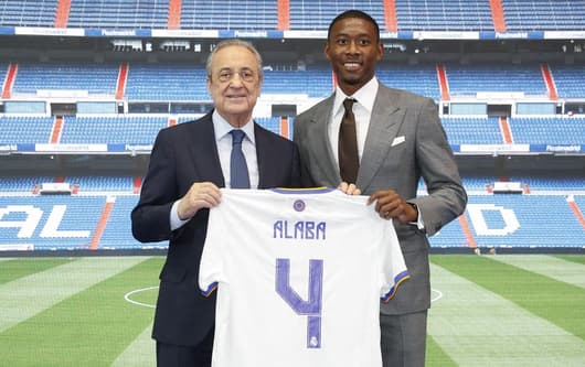 Real Madrid new signing David Alaba with president Florentino Perez