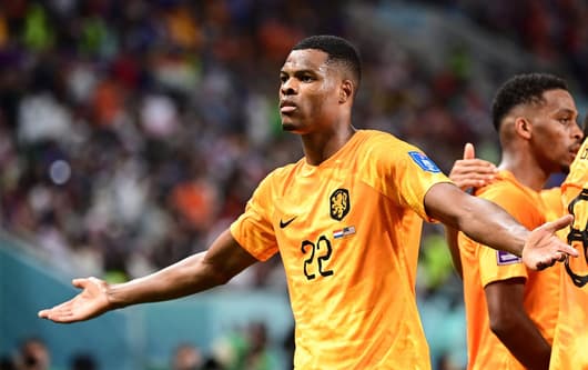 Denzel Dumfries in action for the Netherlands.