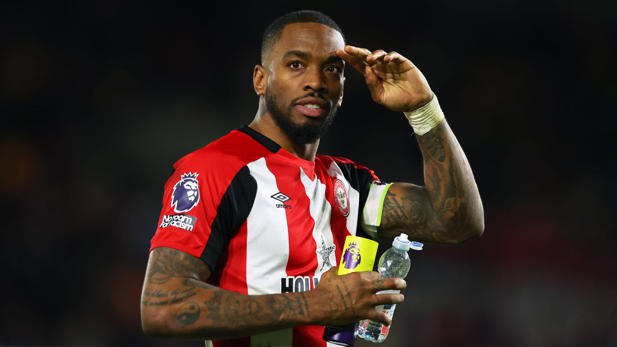 Ivan Toney celebrates after Brentford v Nottingham Forest, 2023/24