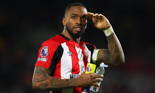 Ivan Toney celebrates after Brentford v Nottingham Forest, 2023/24