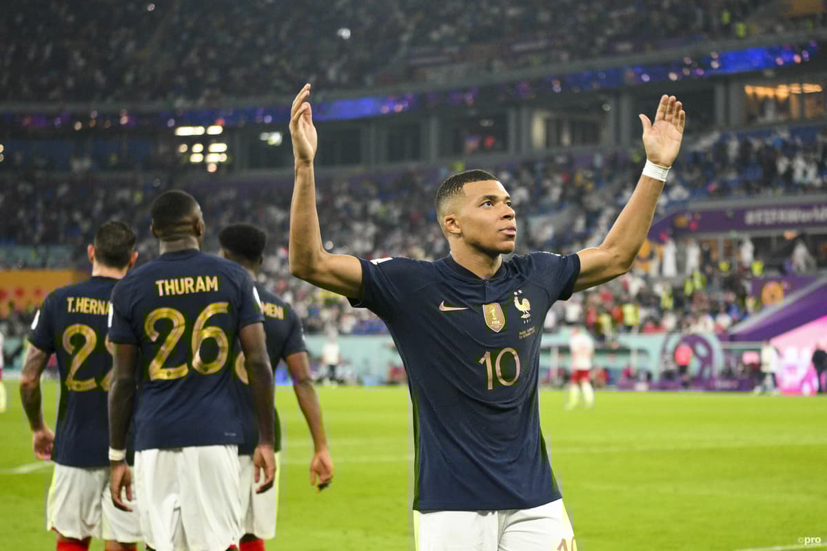 Kylian Mbappe scoring for France at the World Cup