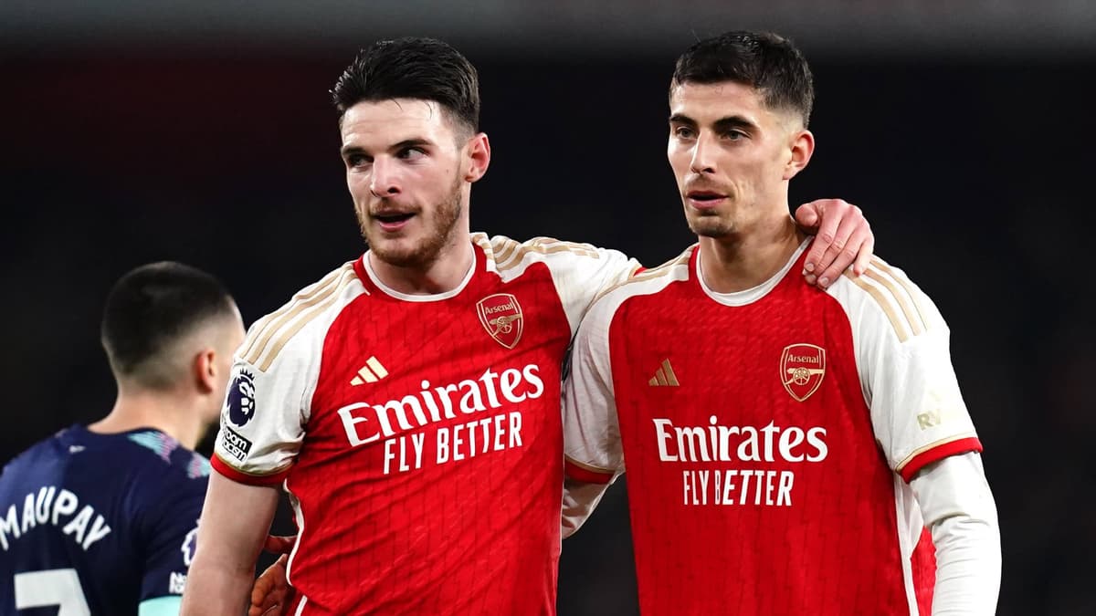 Declan Rice and Kai Havertz during Arsenal's Premier League win over Brentford