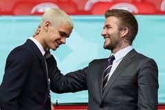 Romeo Beckham with Man Utd legend David Beckham
