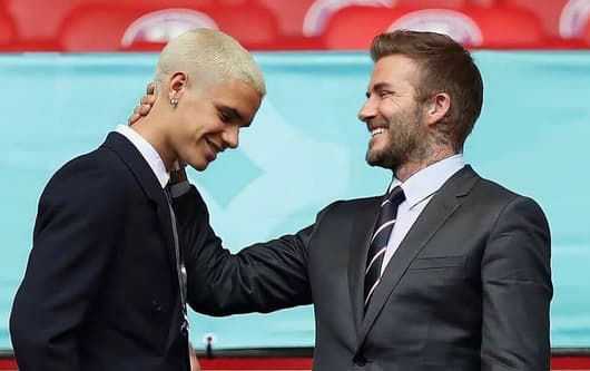 Romeo Beckham with Man Utd legend David Beckham