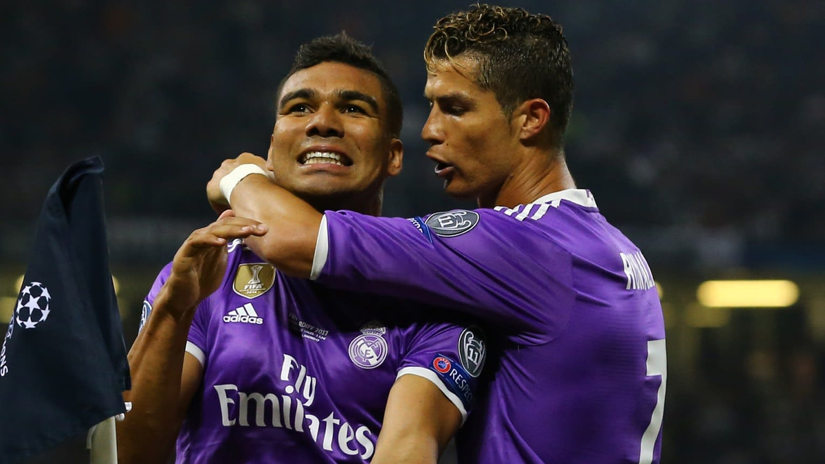 Cristiano Ronaldo and Casemiro playing for Real Madrid