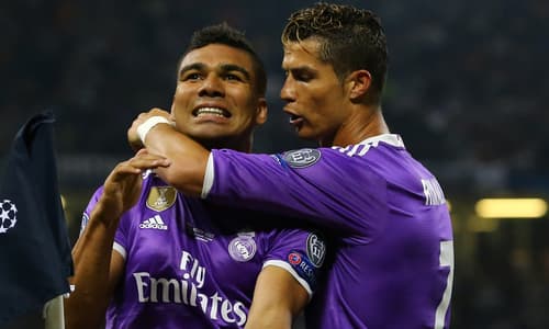 Cristiano Ronaldo and Casemiro playing for Real Madrid