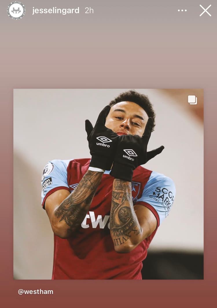 Man Utd star Jesse Lingard's post a picture of himself in West Ham colours on Instagram