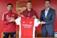 Arsenal unveil Ben White, who arrives for £50m from Brighton