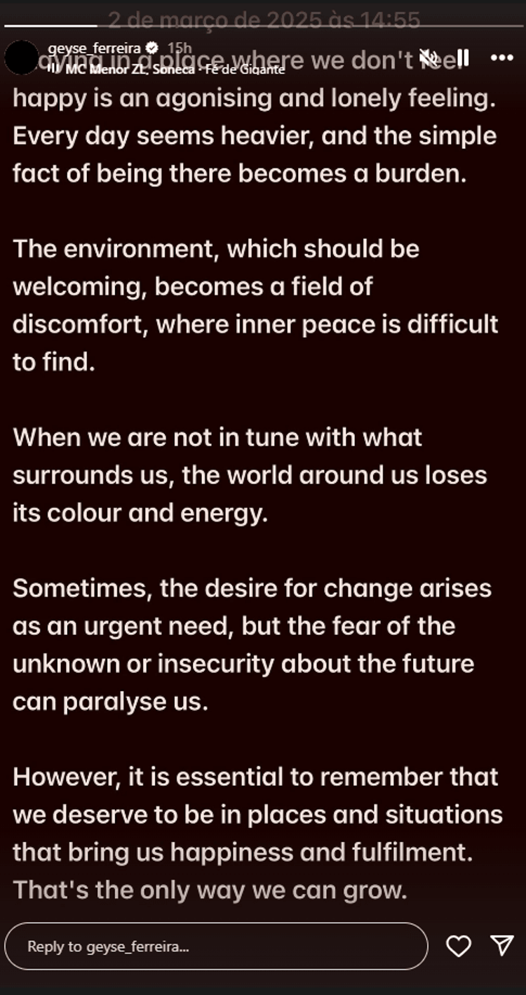 Geyse's message to Man Utd