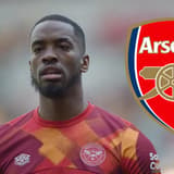 Ivan Toney with Arsenal badge