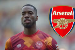 Ivan Toney with Arsenal badge