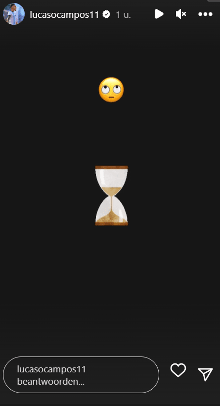 De story van Lucas Ocampos op Instagram.