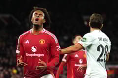 Joshua Zirkzee of Man Utd reacts during Europa League match with FC Twente at Old Trafford, 2024/25