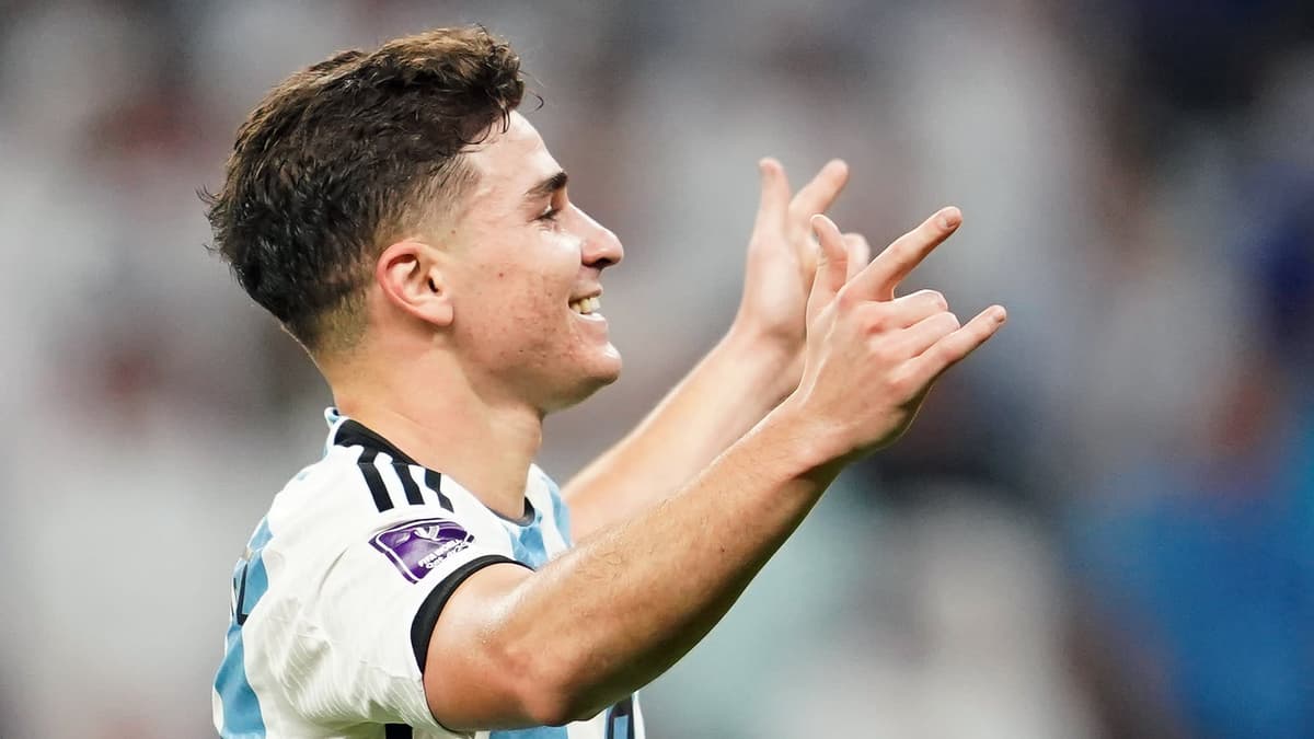 Julian Alvarez celebrating another goal for Argentina.