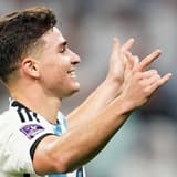 Julian Alvarez celebrating another goal for Argentina.