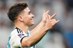Julian Alvarez celebrating another goal for Argentina.