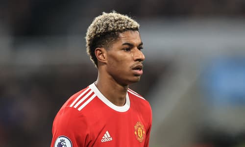 Marcus Rashford in action for Man Utd.