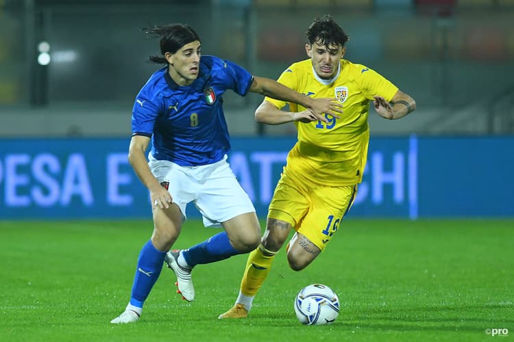 Ianis Stoica playing for Romania U21s