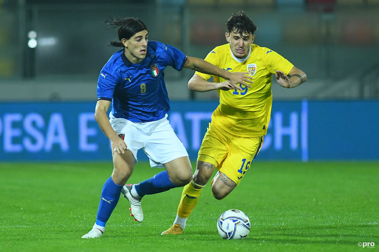 Ianis Stoica playing for Romania U21s