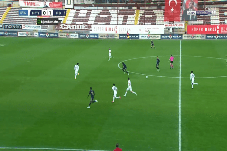 Having found a pocket of space, he takes a touch