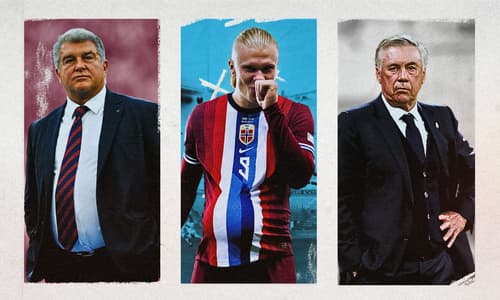 Joan Laporta, Erling Haaland, Carlo Ancelotti