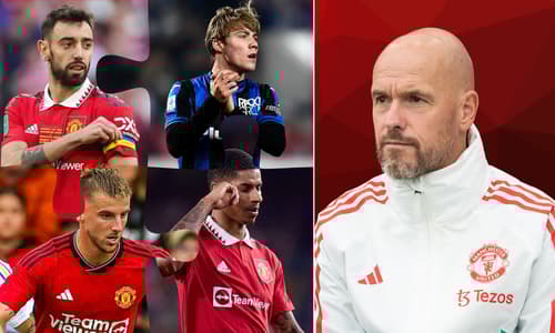 Bruno Fernandes, Rasmus Hojlund, Mason Mount, Marcus Rashford, Erik ten Hag