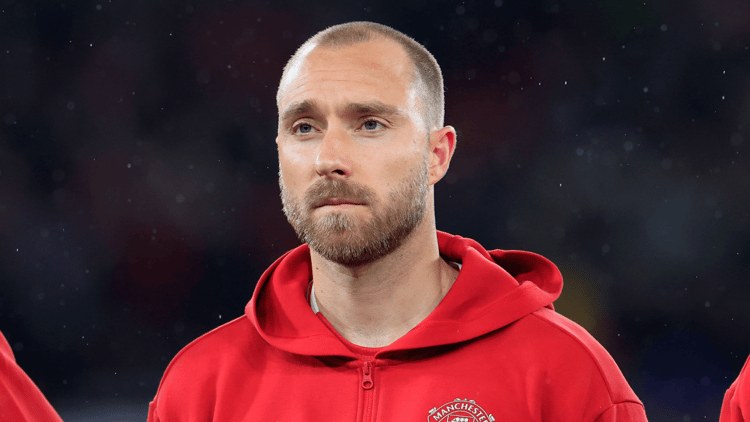 Christian Eriksen in dienst bij Manchester United.