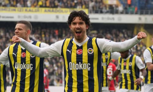 Ferdi Kadioglu celebrates scoring for Fenerbahce against Samsunspor