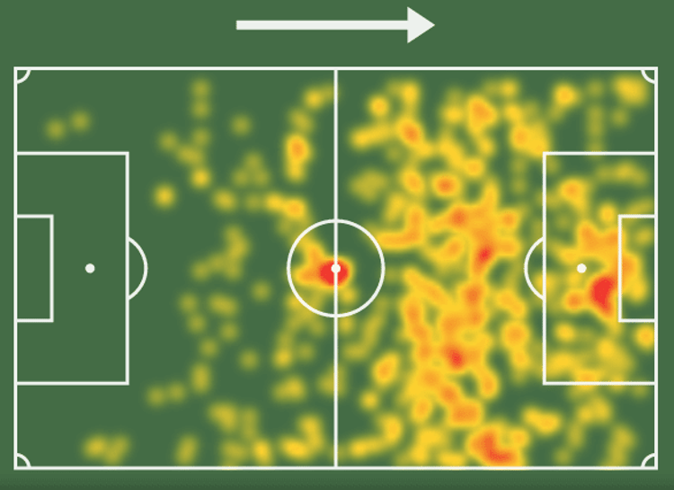 Vitor Roque’s heatmap from the 2022 Brasileirão.