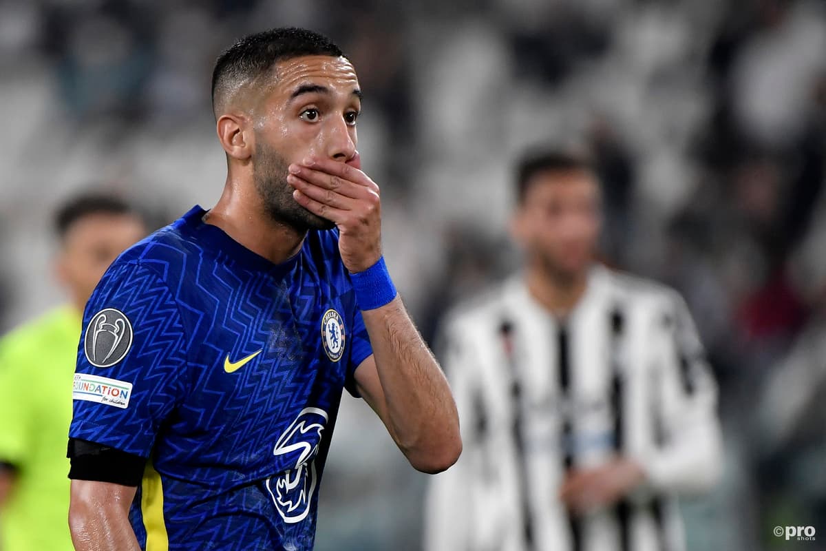 Hakim ZIyech in Champions League action for Chelsea